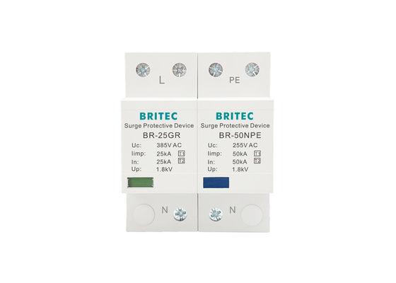 25 KA Single Phase Type 1 Surge Protection Device 1+1 Class I For TT TN-S