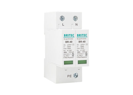TN System Low Voltage Lightning Arrester 40kA 2P Type 2 Surge Protection Device