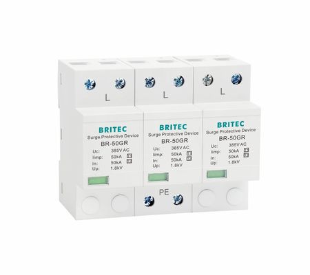 BRITEC 50kA TUV/CE/ROHS Approved Surge Protection Device with 10/350 Waveform Lightning Arrestor SPD Type 1 SPD