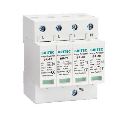 BR-20 4P Class 2 Surge Protective Device Lightning Arrester 3 Phase Thunder Protector Type 2 Surge Protectors  Lightning Current Combination Arrestor Type 2 Surge Protection Device