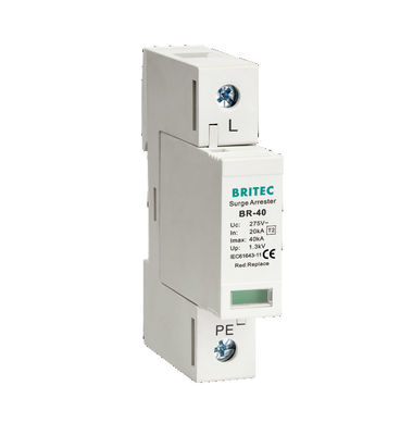BR-40 4P 40kA 4 Pole 3 Phase Surge Protection Device with 275V AC Voltage and DIN Rail Mounting