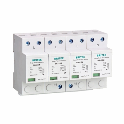 25KA T1 Surge Protector 4P Surge Protection Device Type 1+2+3