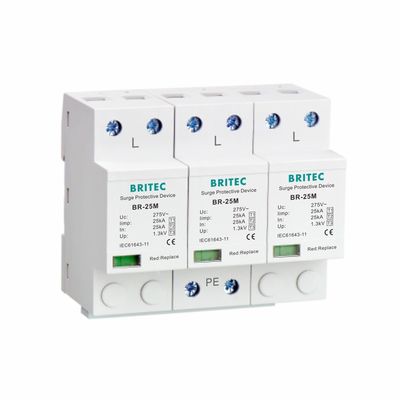 3P 25KA Type 1 Surge Protector Device 10/350 Waveform 150V  275V 320V