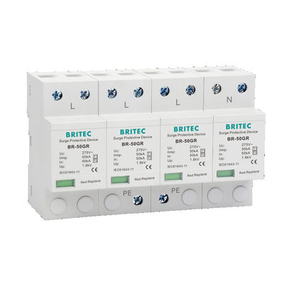 50kA Type 1 3P+N Surge Protection Device SPD Lightning Arrester for Industrial Applications surge protector class 1 2