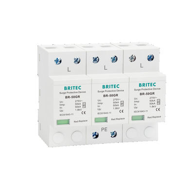50kA Type 1 3P+N Surge Protection Device SPD Lightning Arrester for Industrial Applications surge protector class 1 2