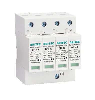 BR-40 4P Surge Protection Device with 20kA-200kA Maximum Surge Current, 275V-440V Voltage Rating, and 5 Years Warranty