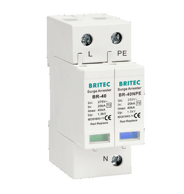 BR-40 4P Surge Protection Device with 20kA-200kA Maximum Surge Current, 275V-440V Voltage Rating, and 5 Years Warranty