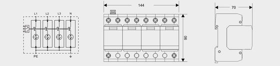 BR-25GR 4P SPD Surge Lightning Protection Device DIN Rail 35 Mm ac spd