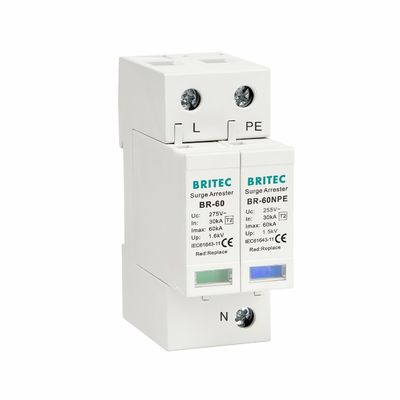 Mini Single Phase 275V 60kA Lightning Arrester with Thermoplastic UL94-V0 Surge Protection Device