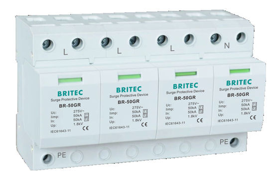 BR-50GR 1P 50kA Type 1 Surge Protective Device Ac Din Rail Surge Arrester SPD
