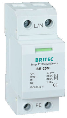 25kA T1+T2 Surge Arrester DIN Rail Mount Lightning Protector for Low Voltage AC Systems