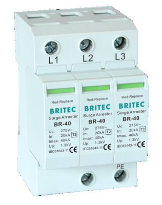 BRITEC BR-40 4P Surge Protection Device Three Phase Spd Lightning Protection Arrester china surge protection manufacturer