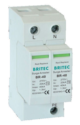 BR-40 1+1 DIN Rail Type 2 Surge Protection Device Spd Lightning Protection