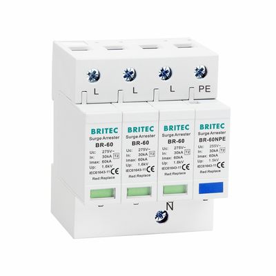 60KA Type 2 Surge Protection Device T2 Class II 3P+NPE Surge Protector