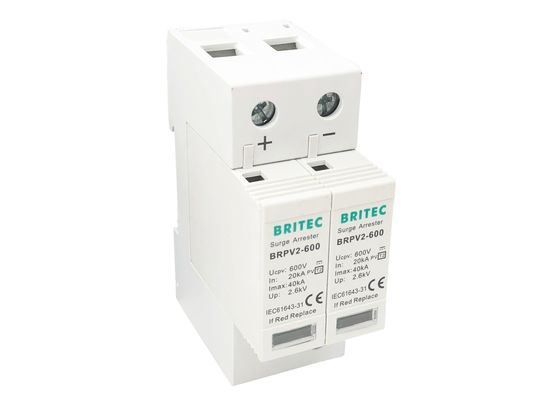 Pluggable 2 Pole  600V Solar Surge Arrester For Solar Inverter