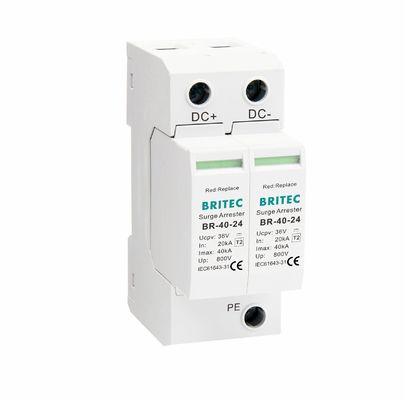 BR-40-24 T2 DC Surge Protection Device 40kA 24V SPD with Thermoplastic UL94-V0 Enclosure for Power Surges
