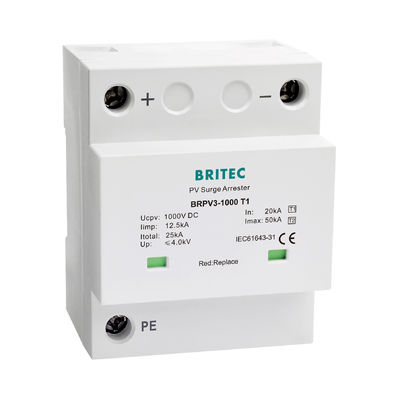 BRPV3-1000-5 T1 50kA DC 1000V 5kA Type 1+2 PV surge protector surge arrester  solar surge protection device t1 t2 dc SPD Photovoltaic SPDs