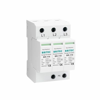 110kA 3 Phase MOV Power Surge Protection Device SPD with DIN Rail Installation