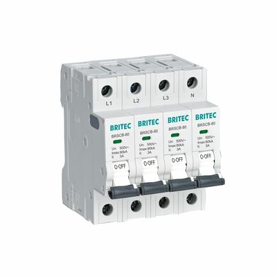 BRSCB-80 4P Surge Protection Device Class II 80KA Dedicated Backup MCB specially designed for Surge Arrester SCB