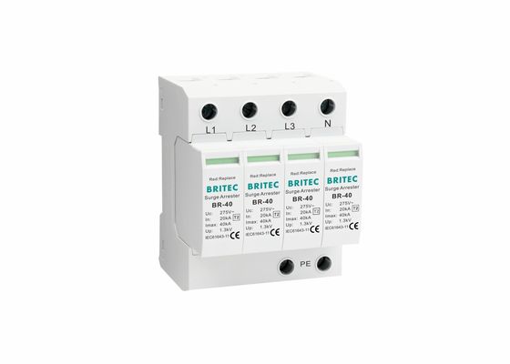 4P SPD Class II  40ka AC Surge Protector 150V/275V/320V//385V/440V Lightning Protection