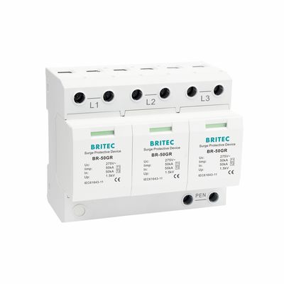 BR-50GR 4P type 1 surge protection device Surge Protective Device 50kA Surge Protection  plug-in arrester type 1 spd surge arrester  AC T1 Surge Protective Device  three phase power surge protector