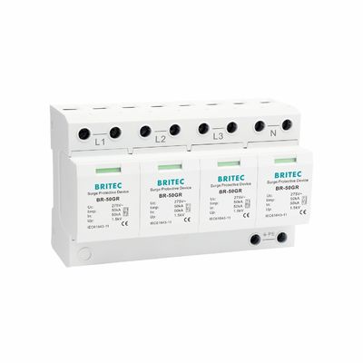 BRITEC BR-50GR 3P+1 Type 1 Surge Protection Device with 50kA Capacity and Pluggable Structure