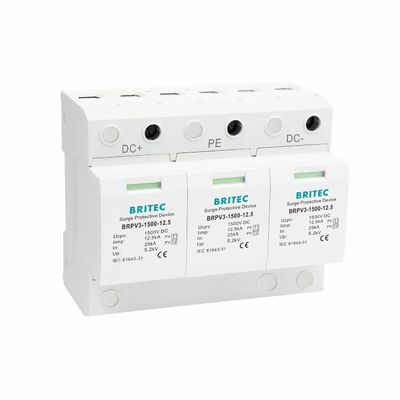 BRPV3-1500-12.5 DC SPD 12.5ka pv surge arrester 1500V DC SPD surge protection t1 t2 dc
