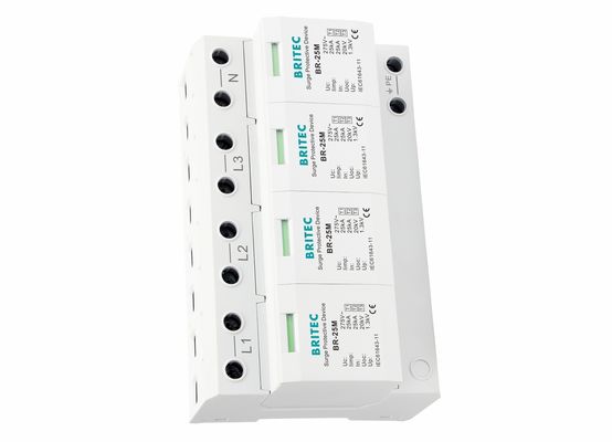 Thunder Arrester 4 Pole Type 1 Surge Protector Thermal Plastic Structure