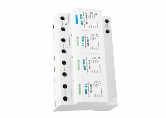 25KA Lightning Protection Surge Arrester Thermoplastic Three Phase Surge Protector