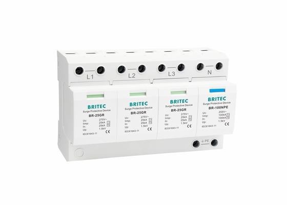 25KA Lightning Protection Surge Arrester Thermoplastic Three Phase Surge Protector