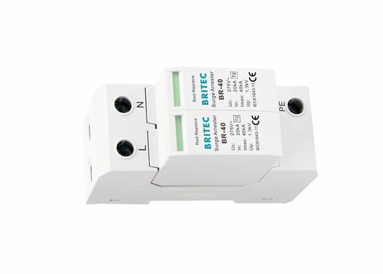 40kA Pluggable Modular Surge Arrestor 320V 2P Type 2 Surge Protection Device DIN Rail Mount