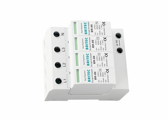 80kA  4 Pole Compact Type 2 Surge Protector Quick Response