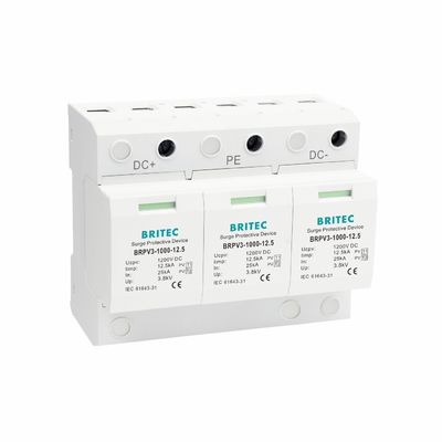 BRPV3-1000-6.25 DC Surge Protection Device 1000V 40kA PV Solar SPD solar surge protection device  over voltage protection  DC Power Surge Protector   Type 1+2 PV surge protector  dc spd t1 t2