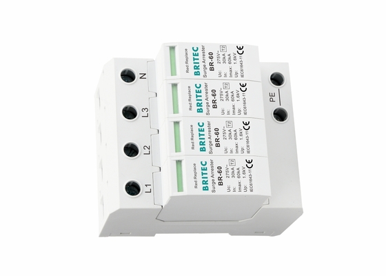 IP20 DIN Rail Surge Protector BRITEC BR-60 4P 60KA Home Lightning Arrester