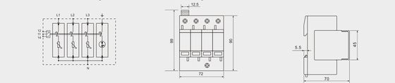 BR-40 3+1 440 Type 2 Surge Protector din rail surge protection din rail lightning arrester lightning arrester 40kA spd