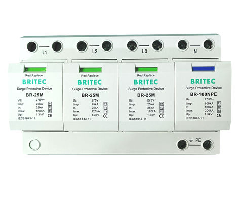 BR-25M 3+1 Type 1 Surge Protective Device with 25kA Iimp Pluggable Module and Thermoplastic UL94-V0 Enclosure