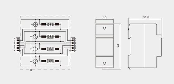 POE Surge Protector with 5KA Nominal Current IP20 Protection and Steel Enclosure for RJ45 Network Surge Arrestor