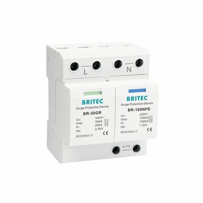 BR-50GR 3+1 OEM ODM spark gap 50ka Surge Protective Device Low Voltage Electrical Class 1 Surge Arrester  type 1 spd Surge Protective Devices for Low-Voltage  LV