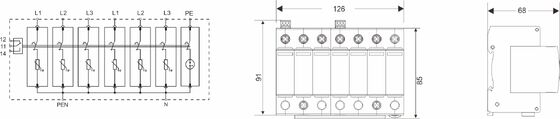 BR-40 275 6+1 Type 2 Surge Protector275V din rail lightning arrester 3 phase spd