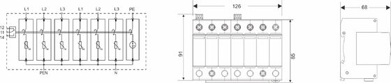 25kA DIN Rail Mount Surge Protector with Thermoplastic UL94-V0 Housing for Robust Surge Protection