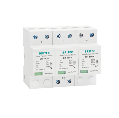 BR-50GR 4P AC 385V Surge Protection Device with 50KA Lightning Protection and 4P Configuration
