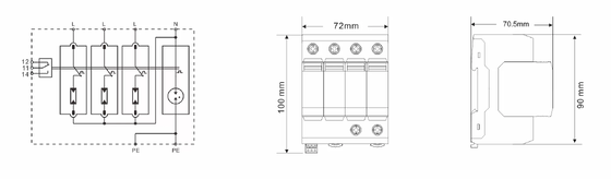 TUV BR-25GS 25kA 3P+N Type 1+2 Surge Protective Device for TT and TNS Systems