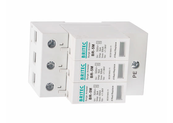 5kA 3P 320Vac Lightning Protectors Type 1+2 AC surge protection device / Class I+II / Class B+C series