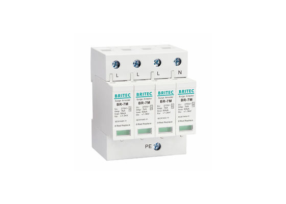 AC Power 7KA 4P 3 Phase Industrial Surge Protectors , 275V Din Rail Mount Arrester