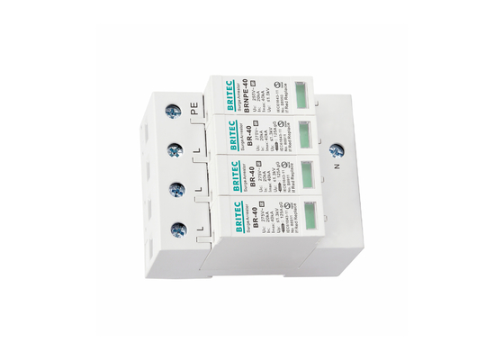 3P+NPE 40kA Lightning Protector Plastic UL94 –V0 Type 2 Surge Protection Device
