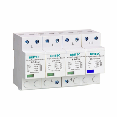 BR-25M 2P Lightning T1+T2 Surge Arrester B+C SPD 25kA thunder protector spd