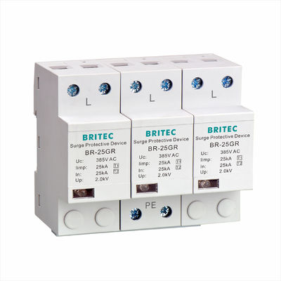 BR-25M 3P+1NPE 25kA  T1+T2 Surge Arrester B+C Low Voltage 3 Phase type 1 AC spd