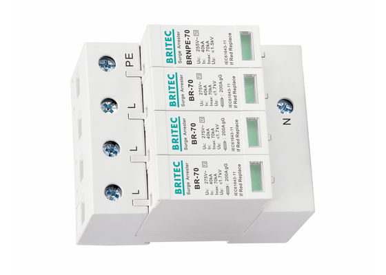 385V Type 2 Surge Protection Device Pluggable Lightning Arresters 3+ Npe AC Safety Reserve