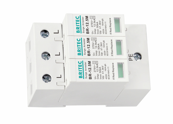 T1 + T2 Surge Protector Iimp 12.5 KA Surge Arrester 3 Phase TN - C System