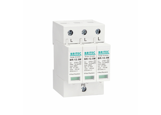T1 + T2 Surge Protector Iimp 12.5 KA Surge Arrester 3 Phase TN - C System